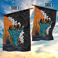 Hawaiian Halloween Garden Flag Horror Shaka Hand with Plumeria and Polynesian Tattoo Autumn Color LT03 - Polynesian Pride