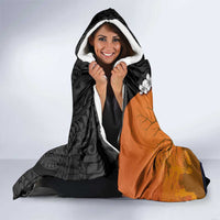 Hawaiian Halloween Hooded Blanket Horror Shaka Hand with Plumeria and Polynesian Tattoo Autumn Color LT03 - Polynesian Pride
