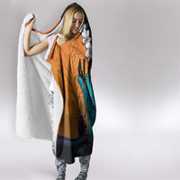Hawaiian Halloween Hooded Blanket Horror Shaka Hand with Plumeria and Polynesian Tattoo Autumn Color LT03 - Polynesian Pride