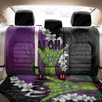Hawaiian Halloween Back Car Seat Cover Horror Shaka Hand with Plumeria and Polynesian Tattoo Midnight Color LT03 - Polynesian Pride