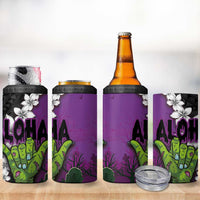 Hawaiian Halloween 4 in 1 Can Cooler Tumbler Horror Shaka Hand with Plumeria and Polynesian Tattoo Midnight Color LT03 - Polynesian Pride