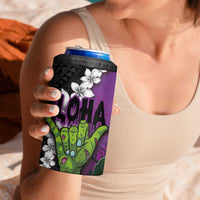 Hawaiian Halloween 4 in 1 Can Cooler Tumbler Horror Shaka Hand with Plumeria and Polynesian Tattoo Midnight Color LT03 - Polynesian Pride