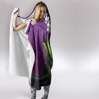 Hawaiian Halloween Hooded Blanket Horror Shaka Hand with Plumeria and Polynesian Tattoo Midnight Color LT03 - Polynesian Pride