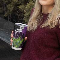 Hawaiian Halloween Tumbler Cup Horror Shaka Hand with Plumeria and Polynesian Tattoo Midnight Color LT03 - Polynesian Pride