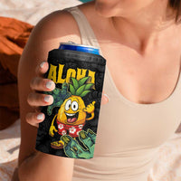 Hawaiian Halloween 4 in 1 Can Cooler Tumbler Aloha Pinapple with Mysterious Hands and Polynesian Tribal Tattoo LT03 - Polynesian Pride