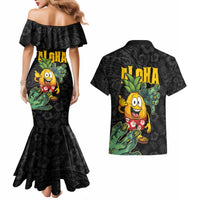 Hawaiian Halloween Couples Matching Mermaid Dress and Hawaiian Shirt Aloha Pinapple with Mysterious Hands and Polynesian Tribal Tattoo LT03 - Polynesian Pride