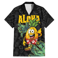 Hawaiian Halloween Family Matching Mermaid Dress and Hawaiian Shirt Aloha Pinapple with Mysterious Hands and Polynesian Tribal Tattoo LT03 Dad's Shirt - Short Sleeve Black - Polynesian Pride
