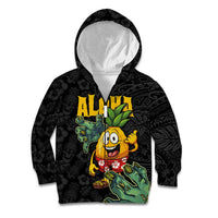Hawaiian Halloween Kid Hoodie Aloha Pinapple with Mysterious Hands and Polynesian Tribal Tattoo LT03 Zip Hoodie Black - Polynesian Pride