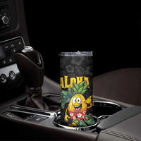 Hawaiian Halloween Skinny Tumbler Aloha Pinapple with Mysterious Hands and Polynesian Tribal Tattoo LT03 - Polynesian Pride