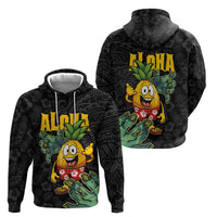 Hawaiian Halloween Zip Hoodie Aloha Pinapple with Mysterious Hands and Polynesian Tribal Tattoo LT03 - Polynesian Pride