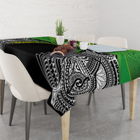 Cook Islands Rugby League Tablecloth Polynesian and Tatau Tribal Art - Black Color LT03 - Polynesian Pride