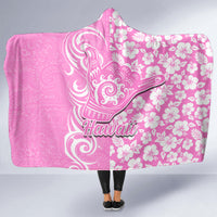 Hawaii Kauai Island Hooded Blanket Hibiscus Pattern Seamless Tribal Simple Pink LT03 - Polynesian Pride