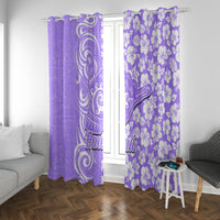 Hawaii Kauai Island Window Curtain Hibiscus Pattern Seamless Tribal Simple Purple LT03 With Grommets Purple - Polynesian Pride
