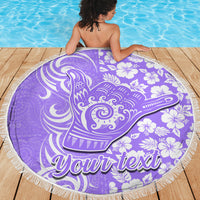 Custom Hawaii Kauai Island Beach Blanket Hibiscus Pattern Seamless Tribal Simple Purple LT03 - Wonder Print Shop
