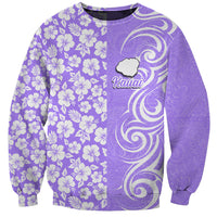 Custom Hawaii Kauai Island Sweatshirt Hibiscus Pattern Seamless Tribal Simple Purple LT03 Unisex Purple - Polynesian Pride