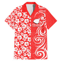 Custom Hawaii Kauai Island Family Matching Mermaid Dress and Hawaiian Shirt Hibiscus Pattern Seamless Tribal Simple Red LT03 Dad's Shirt - Short Sleeve Red - Polynesian Pride