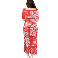 Custom Hawaii Kauai Island Puletasi Hibiscus Pattern Seamless Tribal Simple Red LT03 - Polynesian Pride