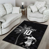 Custom Fiji Rugby Pacific Champions 2024 Area Rug Anniversary 7 Titles - Fijians Rugby and Tapa Hibiscus Black Art LT03 - Polynesian Pride