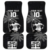 Custom Fiji Rugby Pacific Champions 2024 Car Mats Anniversary 7 Titles - Fijians Rugby and Tapa Hibiscus Black Art LT03 - Polynesian Pride