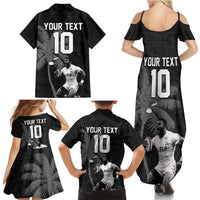 Custom Fiji Rugby Pacific Champions 2024 Family Matching Summer Maxi Dress and Hawaiian Shirt Anniversary 7 Titles - Fijians Rugby and Tapa Hibiscus Black Art LT03 - Polynesian Pride