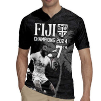 Custom Fiji Rugby Pacific Champions 2024 Rugby Jersey Anniversary 7 Titles - Fijians Rugby and Tapa Hibiscus Black Art LT03 - Polynesian Pride