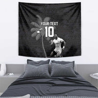 Custom Fiji Rugby Pacific Champions 2024 Tapestry Anniversary 7 Titles - Fijians Rugby and Tapa Hibiscus Black Art LT03 - Polynesian Pride