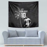 Custom Fiji Rugby Pacific Champions 2024 Tapestry Anniversary 7 Titles - Fijians Rugby and Tapa Hibiscus Black Art LT03 - Polynesian Pride
