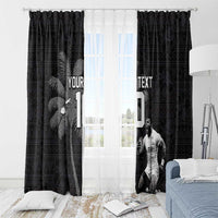 Custom Fiji Rugby Pacific Champions 2024 Window Curtain Anniversary 7 Titles - Fijians Rugby and Tapa Hibiscus Black Art LT03 - Polynesian Pride