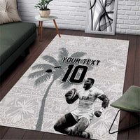 Custom Fiji Rugby Pacific Champions 2024 Area Rug Anniversary 7 Titles - Fijians Rugby and Tapa Hibiscus White Art LT03 White - Polynesian Pride
