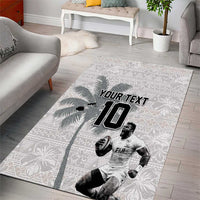 Custom Fiji Rugby Pacific Champions 2024 Area Rug Anniversary 7 Titles - Fijians Rugby and Tapa Hibiscus White Art LT03 - Polynesian Pride
