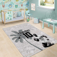 Custom Fiji Rugby Pacific Champions 2024 Area Rug Anniversary 7 Titles - Fijians Rugby and Tapa Hibiscus White Art LT03 - Polynesian Pride