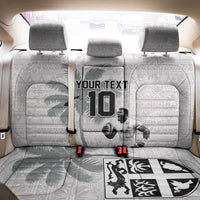 Custom Fiji Rugby Pacific Champions 2024 Back Car Seat Cover Anniversary 7 Titles - Fijians Rugby and Tapa Hibiscus White Art LT03 - Polynesian Pride