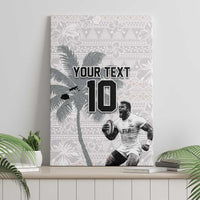 Custom Fiji Rugby Pacific Champions 2024 Canvas Wall Art Anniversary 7 Titles - Fijians Rugby and Tapa Hibiscus White Art LT03 - Polynesian Pride