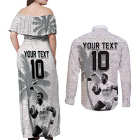 Custom Fiji Rugby Pacific Champions 2024 Couples Matching Off Shoulder Maxi Dress and Long Sleeve Button Shirt Anniversary 7 Titles - Fijians Rugby and Tapa Hibiscus White Art LT03 - Polynesian Pride