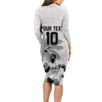 Custom Fiji Rugby Pacific Champions 2024 Family Matching Long Sleeve Bodycon Dress and Hawaiian Shirt Anniversary 7 Titles - Fijians Rugby and Tapa Hibiscus White Art LT03 - Polynesian Pride