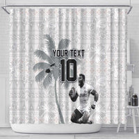Custom Fiji Rugby Pacific Champions 2024 Shower Curtain Anniversary 7 Titles - Fijians Rugby and Tapa Hibiscus White Art LT03 - Polynesian Pride