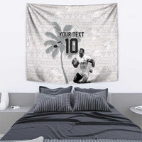 Custom Fiji Rugby Pacific Champions 2024 Tapestry Anniversary 7 Titles - Fijians Rugby and Tapa Hibiscus White Art LT03 - Polynesian Pride