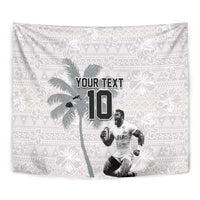 Custom Fiji Rugby Pacific Champions 2024 Tapestry Anniversary 7 Titles - Fijians Rugby and Tapa Hibiscus White Art LT03 - Polynesian Pride