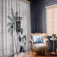 Custom Fiji Rugby Pacific Champions 2024 Window Curtain Anniversary 7 Titles - Fijians Rugby and Tapa Hibiscus White Art LT03 - Polynesian Pride