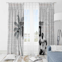 Custom Fiji Rugby Pacific Champions 2024 Window Curtain Anniversary 7 Titles - Fijians Rugby and Tapa Hibiscus White Art LT03 - Polynesian Pride
