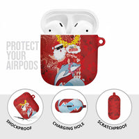 Hawaiian Mele Kalikimaka AirPods Case Funny Santa Riding Lei Dolphin with Kakau Tattoos LT03 - Polynesian Pride