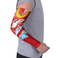 Hawaiian Mele Kalikimaka Arm Sleeves Funny Santa Riding Lei Dolphin with Kakau Tattoos LT03 - Polynesian Pride