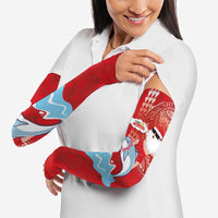 Hawaiian Mele Kalikimaka Arm Sleeves Funny Santa Riding Lei Dolphin with Kakau Tattoos LT03 - Polynesian Pride