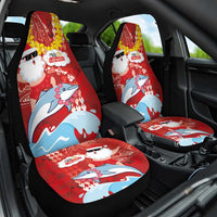 Hawaiian Mele Kalikimaka Car Seat Cover Funny Santa Riding Lei Dolphin with Kakau Tattoos LT03 One Size Red - Polynesian Pride