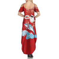 Hawaiian Mele Kalikimaka Family Matching Summer Maxi Dress and Hawaiian Shirt Funny Santa Riding Lei Dolphin with Kakau Tattoos LT03 - Polynesian Pride