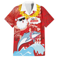 Hawaiian Mele Kalikimaka Hawaiian Shirt Funny Santa Riding Lei Dolphin with Kakau Tattoos LT03 Red - Polynesian Pride