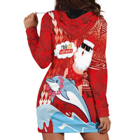 Hawaiian Mele Kalikimaka Hoodie Dress Funny Santa Riding Lei Dolphin with Kakau Tattoos LT03 - Polynesian Pride
