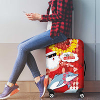 Hawaiian Mele Kalikimaka Luggage Cover Funny Santa Riding Lei Dolphin with Kakau Tattoos LT03 - Polynesian Pride