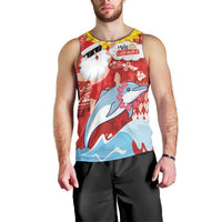 Hawaiian Mele Kalikimaka Men Tank Top Funny Santa Riding Lei Dolphin with Kakau Tattoos LT03 - Polynesian Pride