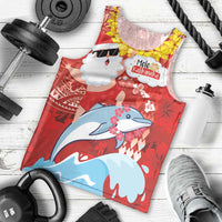 Hawaiian Mele Kalikimaka Men Tank Top Funny Santa Riding Lei Dolphin with Kakau Tattoos LT03 - Polynesian Pride